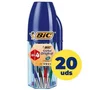 Bic Bolígrafos Cristal Original Mega Tubo de 20 Unidades Colores Surtidos
